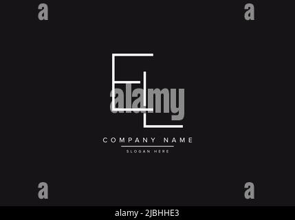 Initial EL alphabet line art logo design of vector Stock Vector