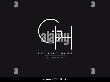 Initial GH alphabet line art logo design of vector Stock Vector