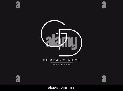 Initial GD alphabet line art logo design of vector Stock Vector