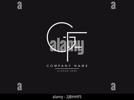 Initial GF alphabet line art logo design of vector Stock Vector
