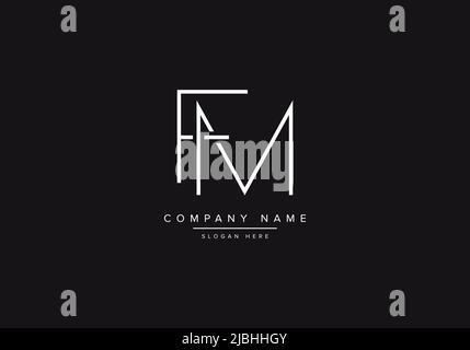 Initial FM alphabet line art logo design of vector Stock Vector