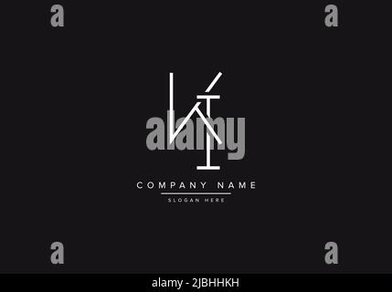 Initial KI alphabet line art logo design of vector Stock Vector