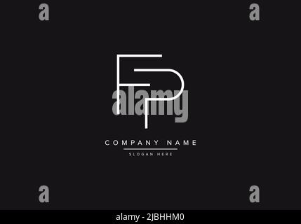 Initial FP alphabet line art logo design of vector Stock Vector