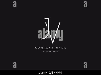 Initial JV alphabet line art logo design of vector Stock Vector