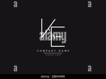Initial KE alphabet line art logo design of vector Stock Vector