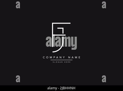 Initial FJ alphabet line art logo design of vector Stock Vector