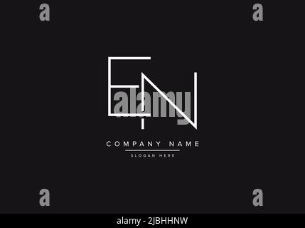 Initial EN alphabet line art logo design of vector Stock Vector