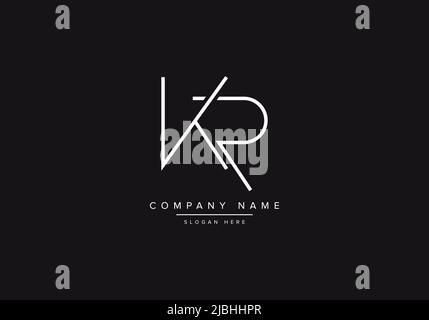 Initial KR alphabet line art logo design of vector Stock Vector