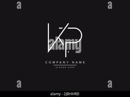Initial KP alphabet line art logo design of vector Stock Vector