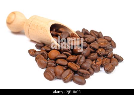 Roasted coffee beans against white background Stock Photo
