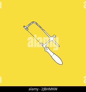 Saw Icon, Construction Sketch and Vintage Style. Stock Vector
