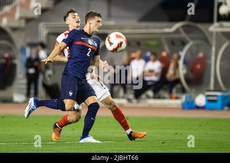 SPLIT, CROATIA - JUNE 06: Benjamin Pavard of France in action during the UEFA Nations League League A Group 1 match between Croatia and France at Stadion Poljud on June 6, 2022 in Split, Croatia. Photo: Milan Sabic/PIXSELL Stock Photo