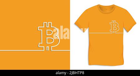 Bitcoin symbol,  icon cryptocurrency design for t-shirt, for print, only two colors, flat design vector Stock Vector
