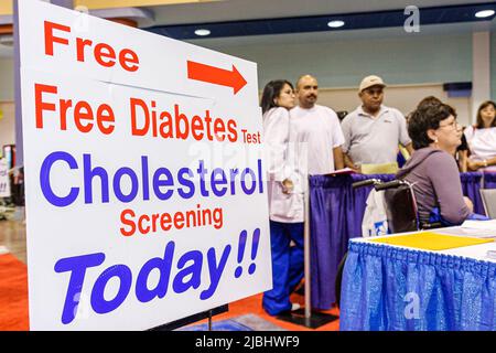 Miami Beach Florida,Miami Beach Convention Center centre,Health & Fitness Expo free screening testing diabetes test cholesterol line queue Stock Photo