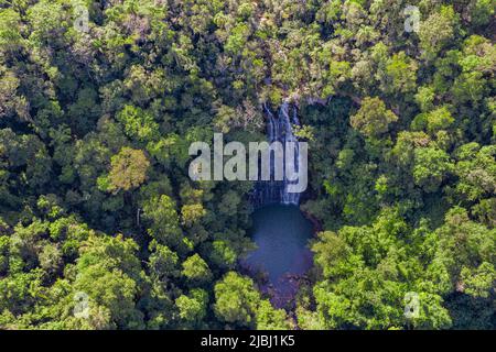 Aerial view from the Salto Cristal one of the most beautiful waterfalls in Paraguay near the town of La Colmena. Stock Photo