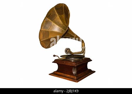 Old gramophone - isolated on a white background Stock Photo
