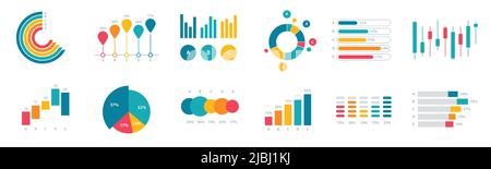Financial charts, information data statistics, diagrams, financial information, market charts and business data graphics. Graphics in vector illustrat Stock Vector