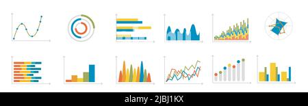 Financial charts, information data statistics, diagrams, financial information, market charts and business data graphics. Graphics in vector illustrat Stock Vector