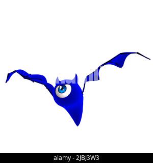 3D-illustration of a cute and funny one-eyed cartoon bat Stock Photo