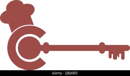 Key and Chef logo concept design illustration vector Stock Vector