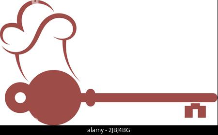 Key and Chef logo concept design illustration vector Stock Vector