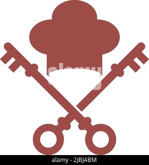 Key and Chef logo concept design illustration vector Stock Vector
