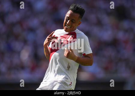 Christian Cueva of Peru during the friendly match between Peru and New Zealand played at RCDE Stadium on June 5, 2022 in Barcelona, Spain. (Photo by Bagu Blanco / PRESSINPHOTO) Stock Photo