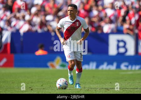 Yoshimar Yotun of Peru during the friendly match between Peru and New Zealand played at RCDE Stadium on June 5, 2022 in Barcelona, Spain. (Photo by Bagu Blanco / PRESSINPHOTO) Stock Photo