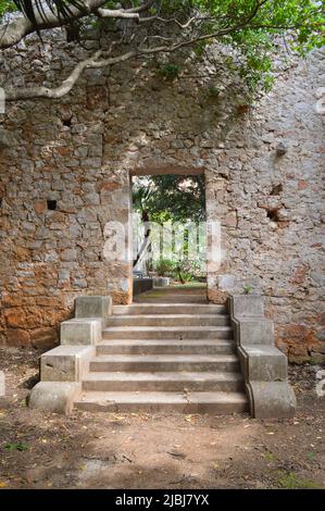 stone entrance in park Stock Photo