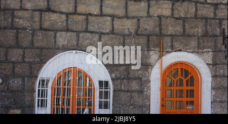 Textures and colors in Barrio Antiguo of Monterrey Mexico Stock Photo