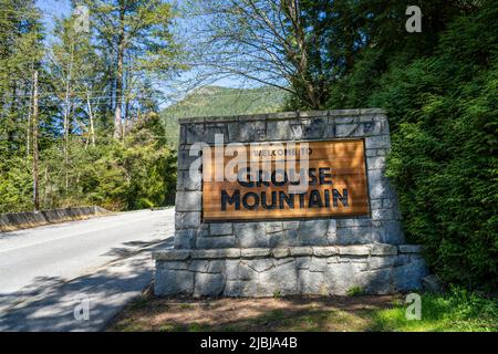 Sign of Welcome to Grouse Mountain. Grouse Mountain Regional Park
