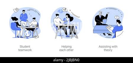 Peer tutoring isolated cartoon vector illustrations se Stock Vector