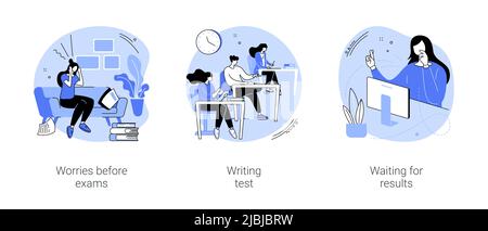 College exams isolated cartoon vector illustrations se Stock Vector