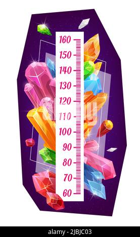 Gems and hard lustrous or translucent crystals on kids height chart