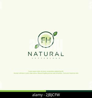 FH Initial natural logo template vector Stock Vector