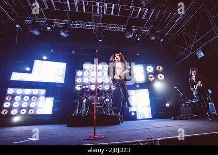 Rome, Italy. 31st Mar, 2019. Damiano David and Thomas Raggi perform on stage with their band Maneskin at Atlantico in Rome. (Photo by Valeria Magri/SOPA Images/Sipa USA) Credit: Sipa USA/Alamy Live News Stock Photo