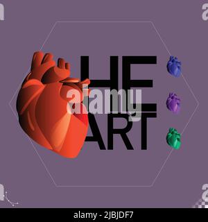 Modern beautiful stylized monotone human organ symbols and icons of heart - part of a set Stock Vector