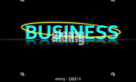 business text 3d on black background. business illustration, 3d art, illustration, business and finance Stock Photo