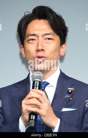 Shinjiro Koizumi attends an event to promote a new Uber Taxi service in Yokosuka on June 6, 2022 in Kanagawa prefecture, Japan. Five taxi companies will make their vehicles available for hire via the Uber app in the vicinity of the US Navy Base in Yokusuka. Credit: Pasya/AFLO/Alamy Live News Stock Photo