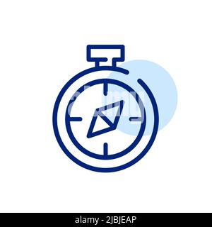 Hand compass. Hiking and travel orientation gear. Pixel perfect, editable stroke line art icon Stock Vector