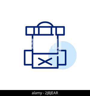 Hiking tourist travel backpack icon. Pixel perfect, editable stroke line art Stock Vector