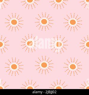 Sunshine background vector pattern. Vector seamless pattern design resource. Boho suns. Stock Vector
