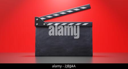 Clapper Banner 3d render clapperboard banner, film making 3d illustration concept ...