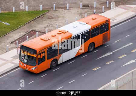 Transantiago transit bus in Las Condes, operated by Express in Santiago, Chile Stock Photo