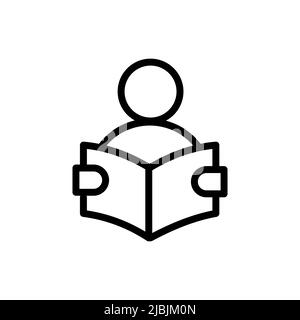 Reading icon in trendy outline style design. Vector graphic illustration. Reading icon for website design, logo, app, and ui. Stock Vector