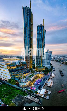 Aerial view of Icon Siam water front building in downtown Bangkok, Thailand Stock Photo