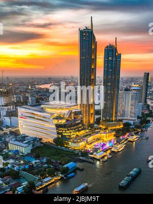 Aerial view of Icon Siam water front building in downtown Bangkok, Thailand Stock Photo