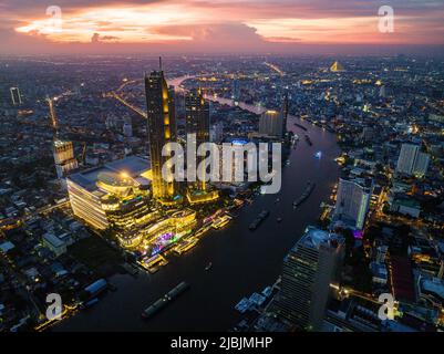 Aerial view of Icon Siam water front building in downtown Bangkok, Thailand Stock Photo