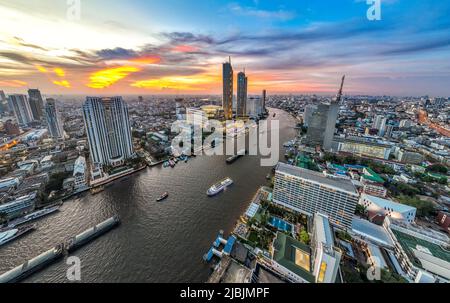 Aerial view of Icon Siam water front building in downtown Bangkok, Thailand Stock Photo