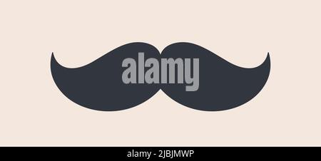 Black mustaches. Silhouette black vintage moustache isolated on white background. Symbol of Fathers day, sign for Barber Shop. Retro curly hipster moustaches, old fashion style. Vector illustration Stock Vector
